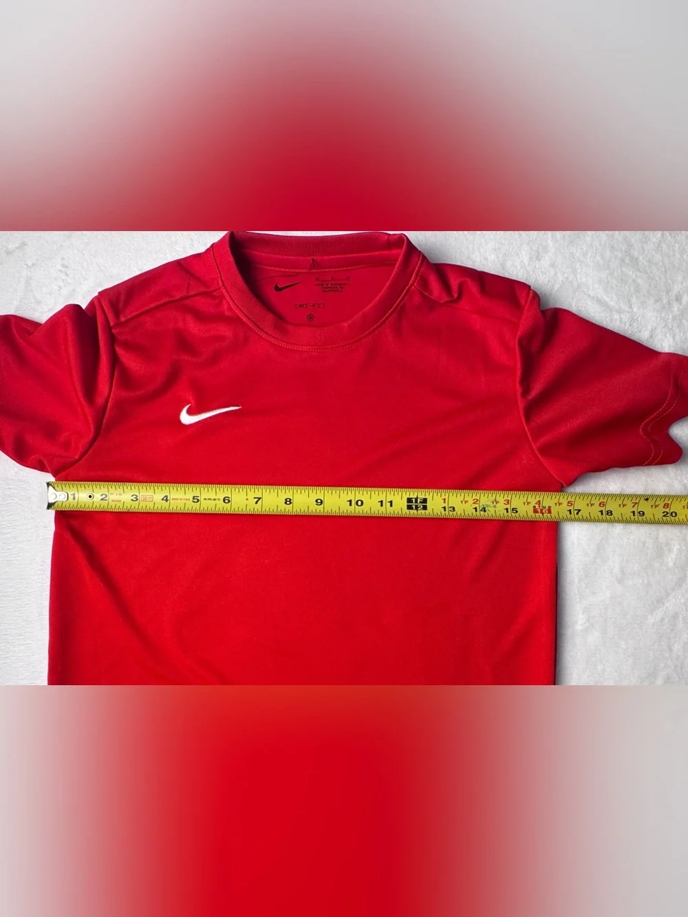 Nike Red Short Sleeve Dri-FIT Tee with White Swoosh